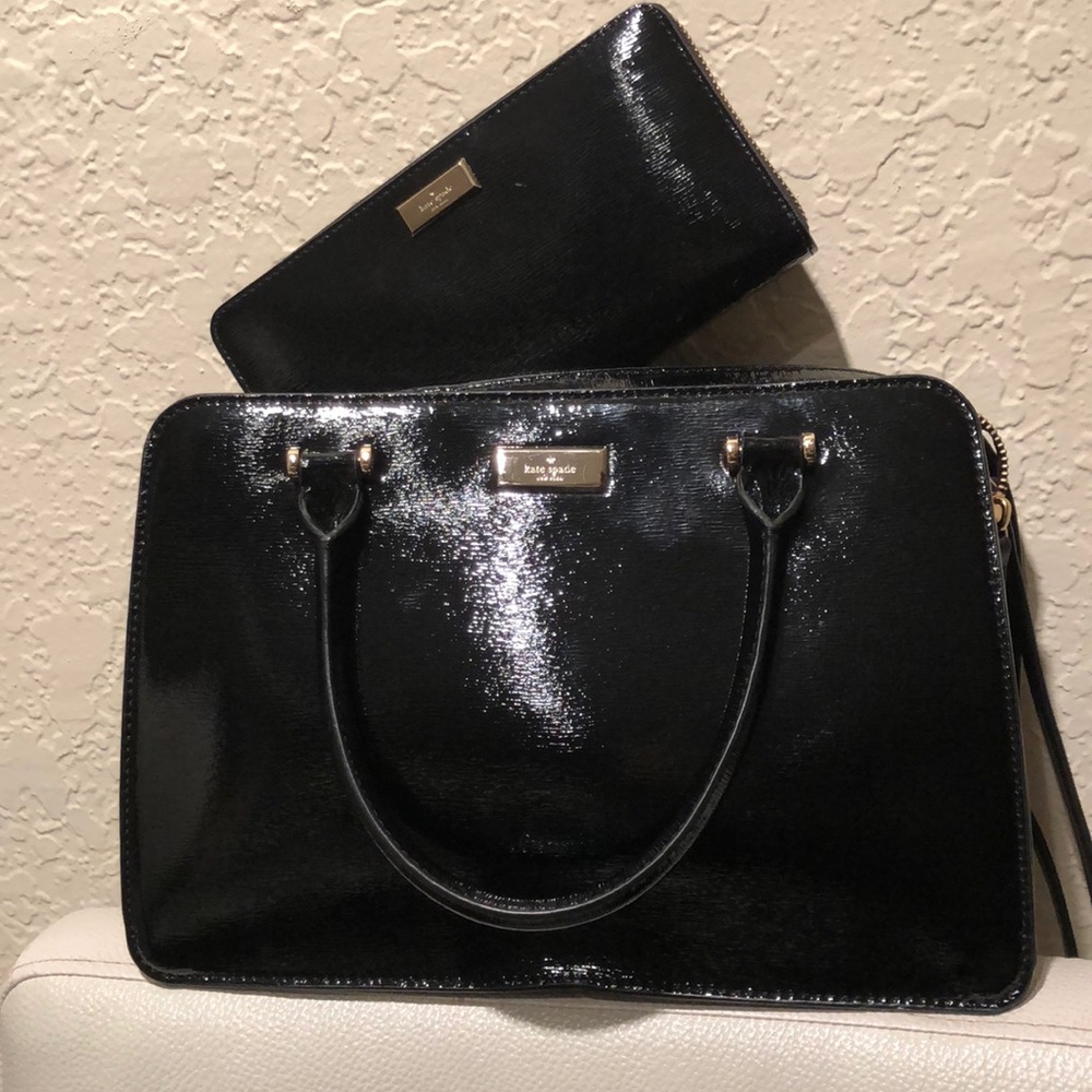Kate Spade BLACK Patent Leather + wallet